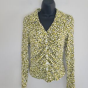 Anthropologie Green and White Button-Down Shirt